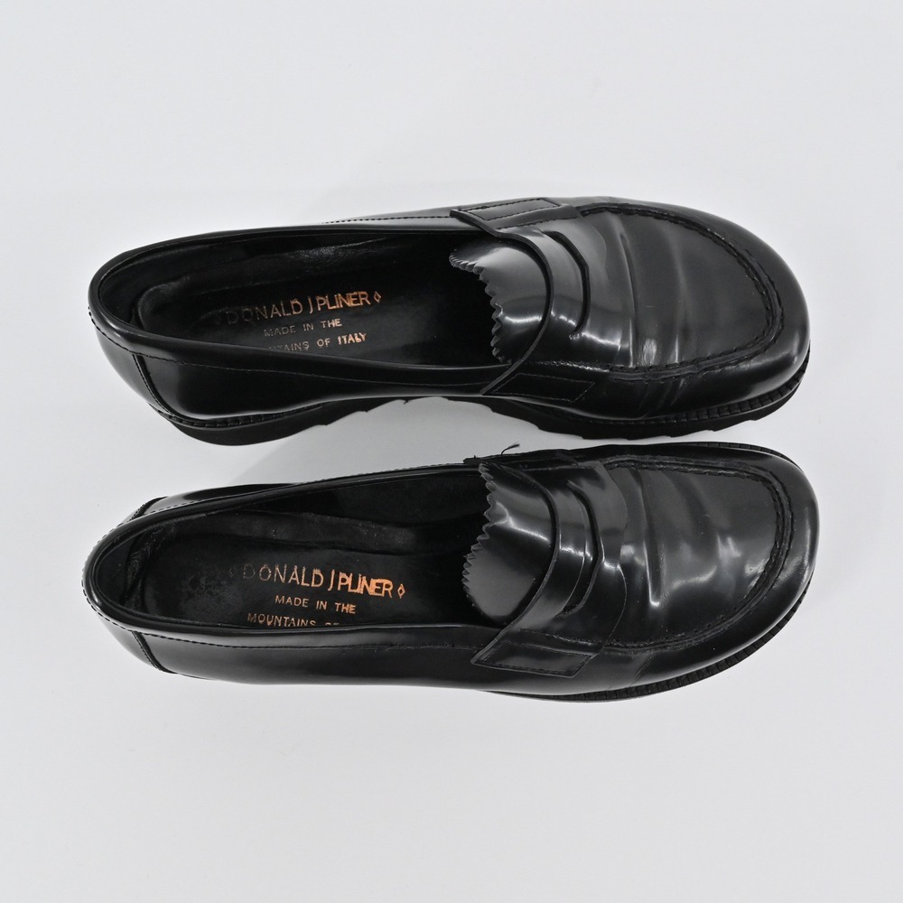 Donald J Pliner Platform Penny Loafers Womens Size 6.5 Black Leather Lug Sole‎ - Picture 10 of 10